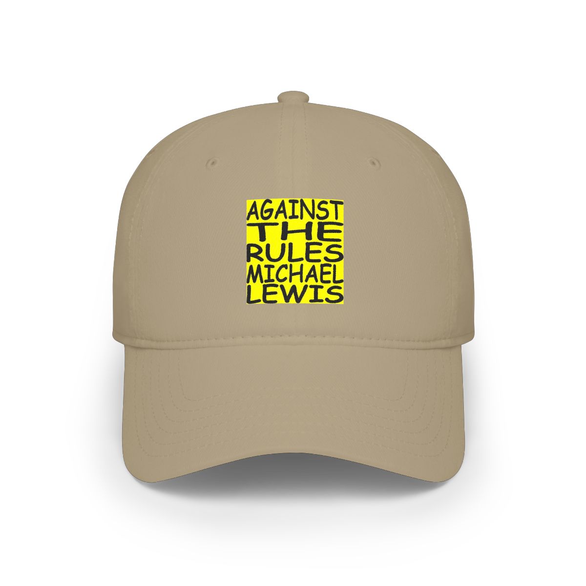 Against the Rules Michael Lewis Cap | Embroidered Yellow Text Baseball Cap | Against The Rules Podcast - alternate angle 2, merchandise
