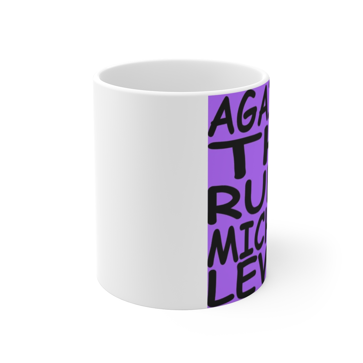 Agnostic to Trump Mug | Political Statement, Purple Typography | Against The Rules Podcast - alternate angle 1, merchandise